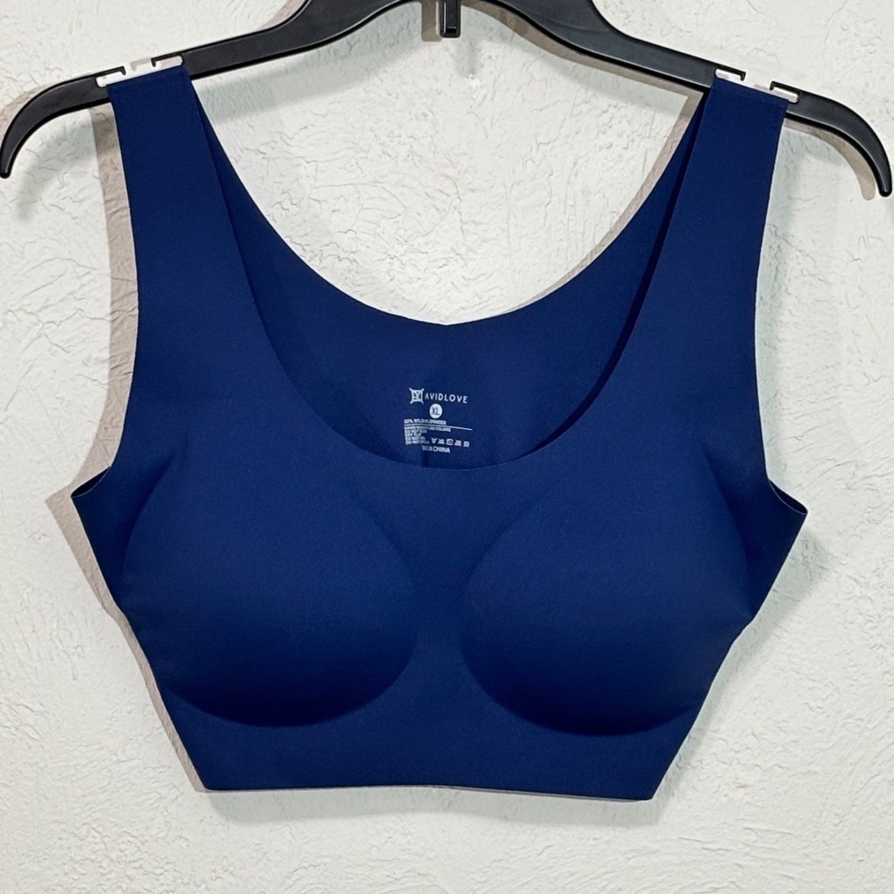 Avidlove Bralette Women XL Blue Seamless Wireless Removable Pads Comfort Sport